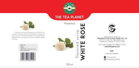 The Tea Planet White Rose Syrup to Coffee 700 ml